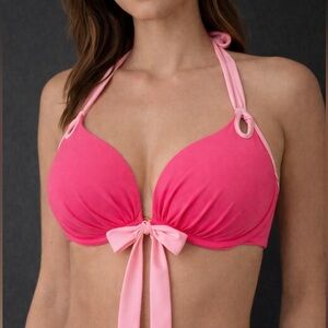 Pink Halter Bikini Top